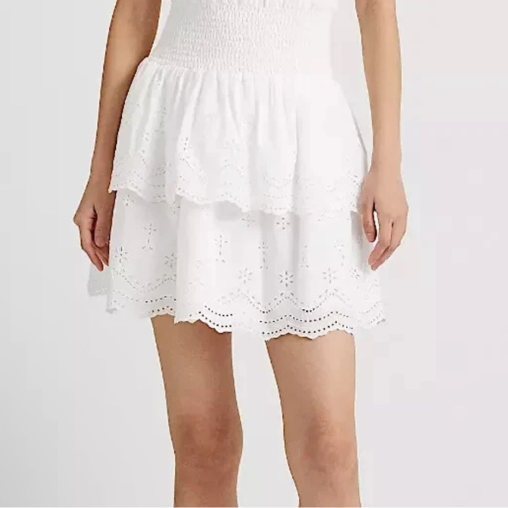NWT‎ Lauren Ralph Lauren Women's Eyelet Embroidered Cotton Miniskirt White SZ 14